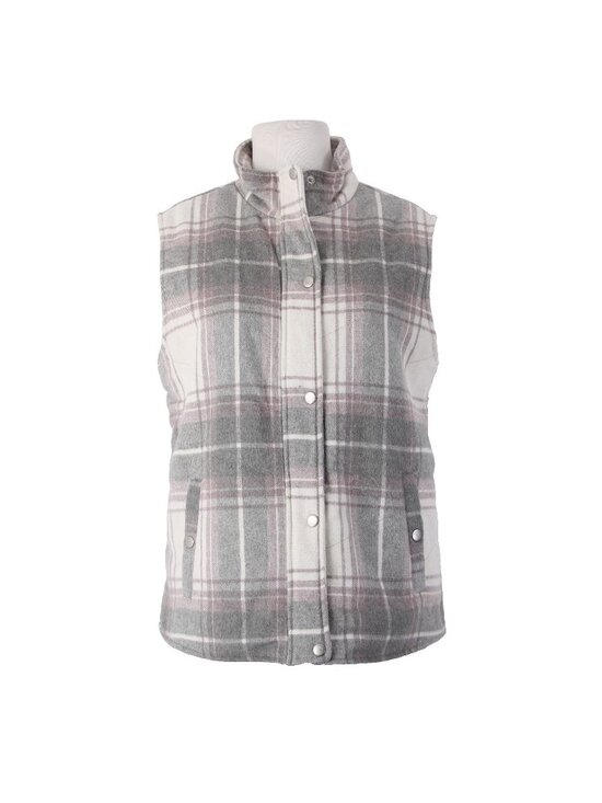 Thread & Supply Jackets & Blazers - Thread Supply Vest Sz L Gray White Purple Plaid Fleece Lined 100% Polyester Vest